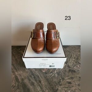 Coach Candace C Logo Clogs in Brown Leather. Brand New and Original Packaging.